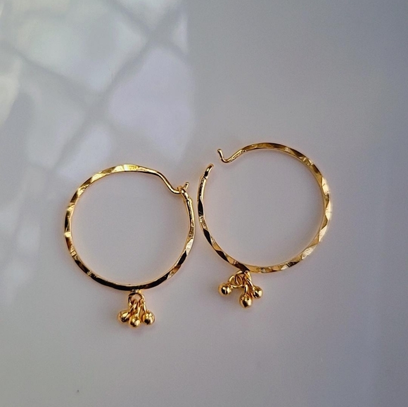 NWOT Circle Small 18k Gold Finish Earrings Perfect Gift ideas for any season NWT - Picture 3 of 4